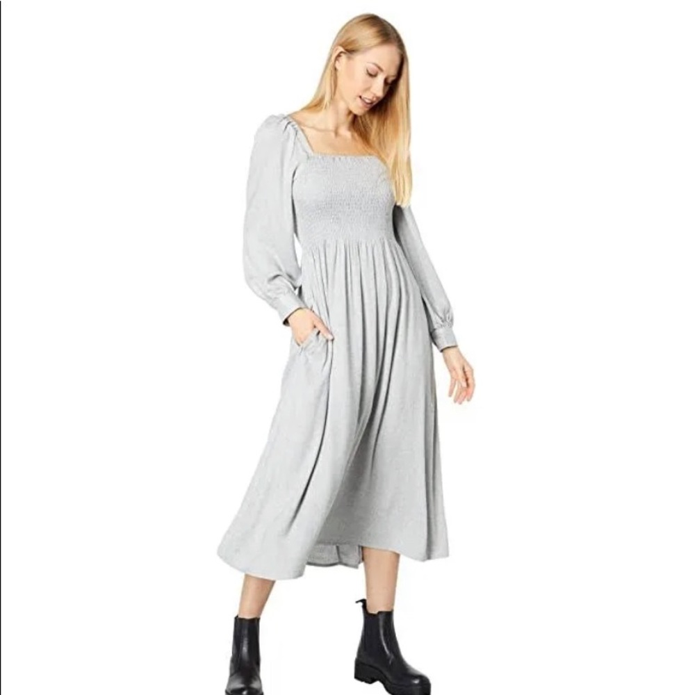 Madewell Lucie Long-Sleeve Smocked Midi Dress